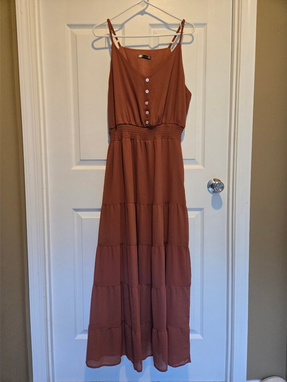Prettygarden Rust Red Spaghetti Strap Maxi Dress XL